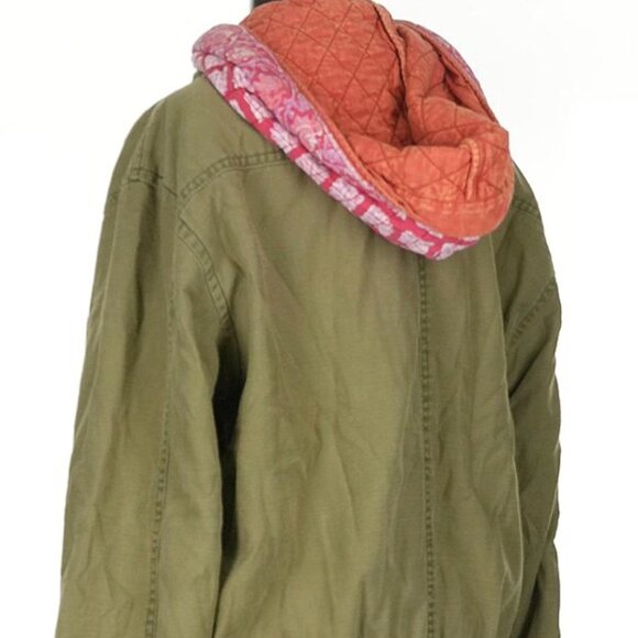 Free People We The Free Military Twill Jacket Olive Green with Quilted Hood S - Picture 9 of 11